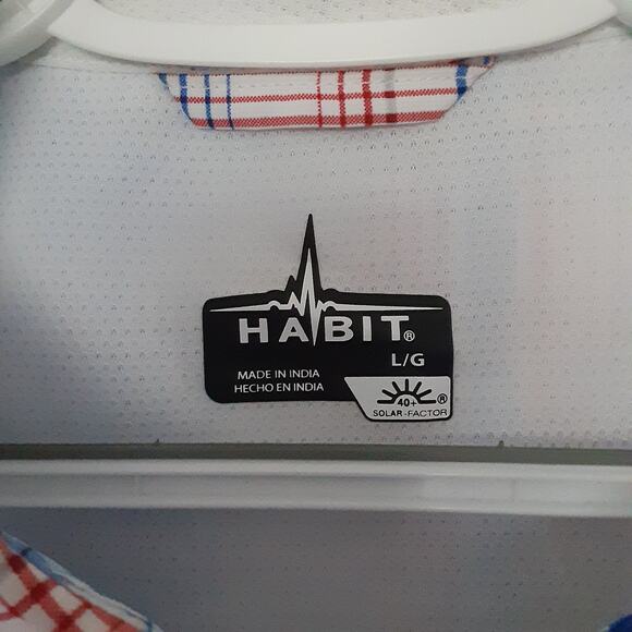 Habit Mens L Short Sleeve Fishing Shirt Vented Solar-Factor 40+ Plaid Outdoors - Picture 5 of 9